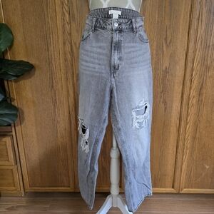 H&M Distressed Grey Jeans Boyfriend Ankle Length 12